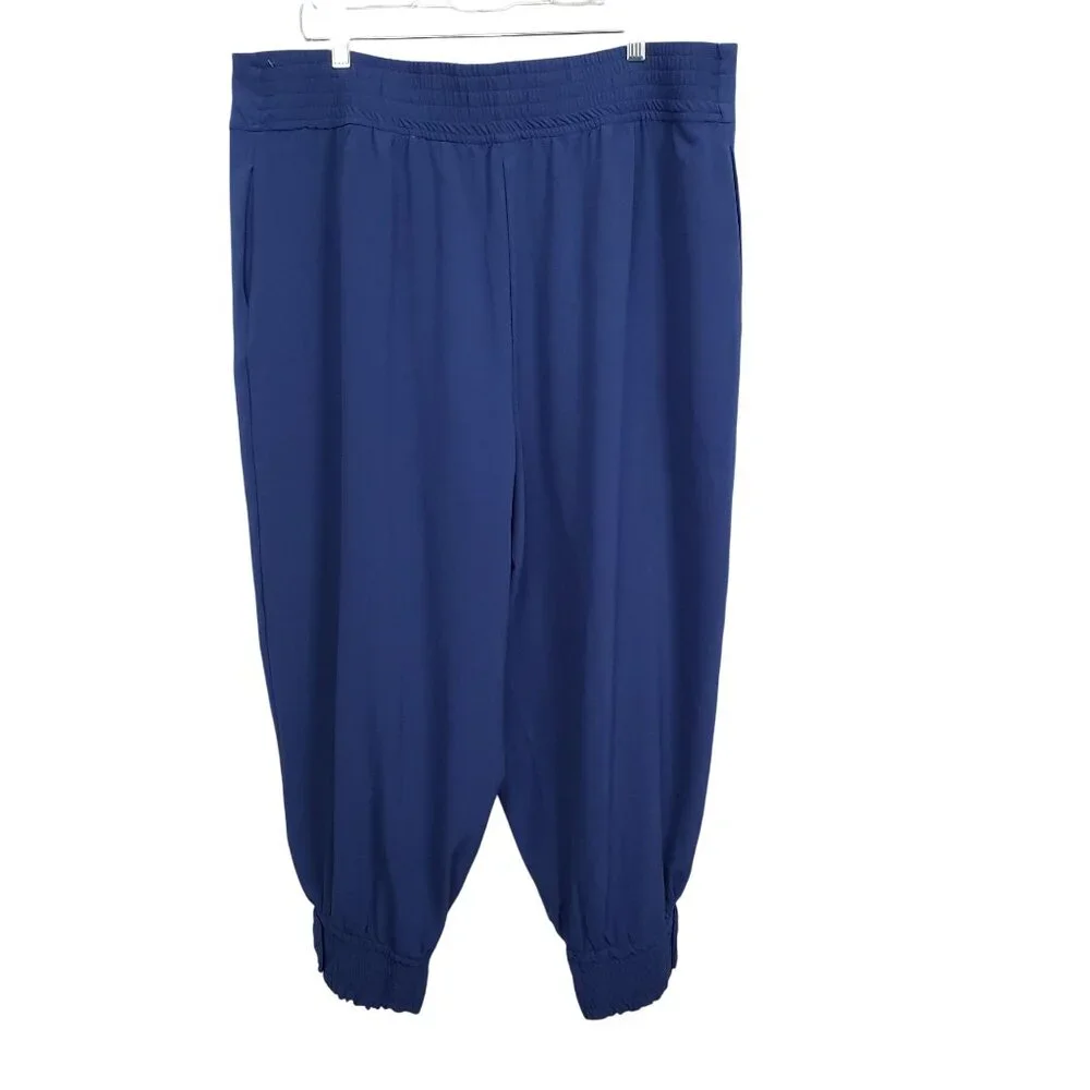 Melissa McCarthy NEW 1X Pants Flowy Cropped Capri Button Cuff Elastic Waist Hems - Picture 2 of 12